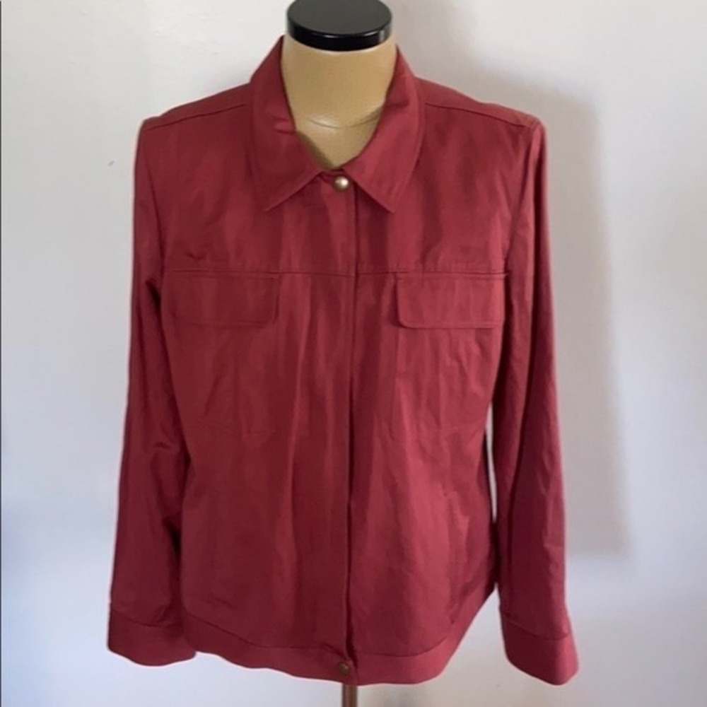 Nordstrom Collection Jacket Womens Medium Red Bomber Trucker Coach Chore Vintage
